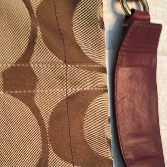 Coach Brown and Red Monogram Shoulder Bag - Picture 6 of 11